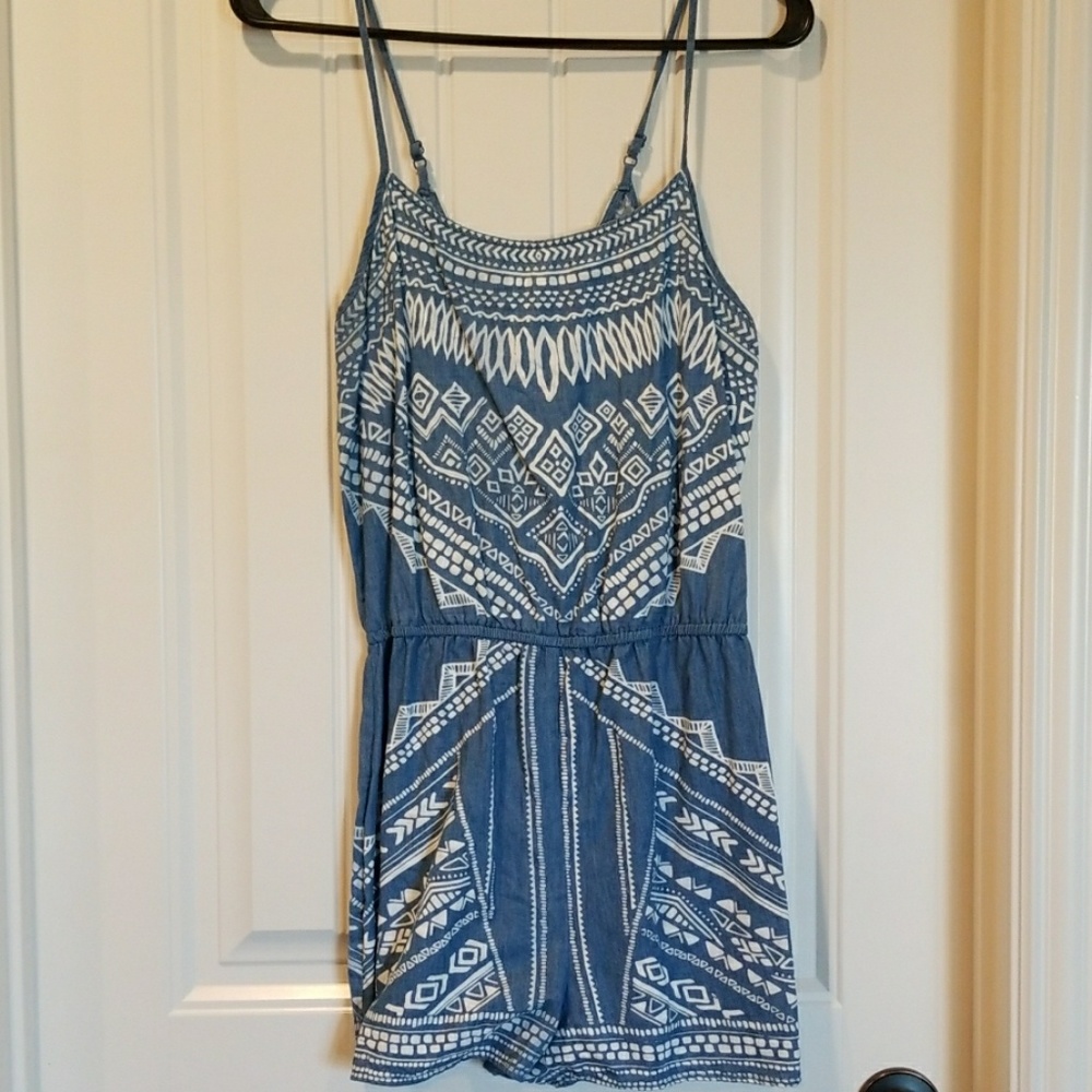 Chambray tribal romper
